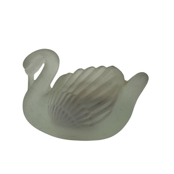 Frosted Glass Swan Figurine Elegant Decorative Accent 3" Smooth Finish - Picture 1 of 8